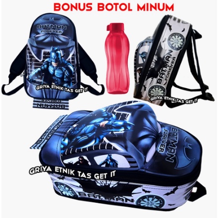 Tas Ransel Sekolah Anak Laki laki TK Paud Tas Ransel Karakter Motif Mobil Kartun Batman Tas Gendong 