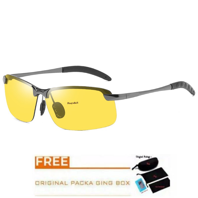 Kacamata Night Vision Kuning Pengemudi Sporty Polarized Anti Silau Siang Malam