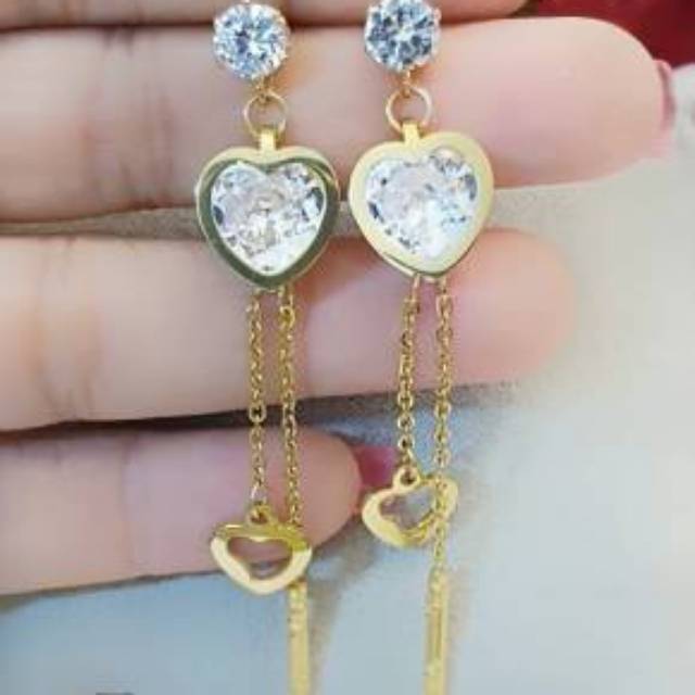 Anting titanium lapis emas 24k termurah