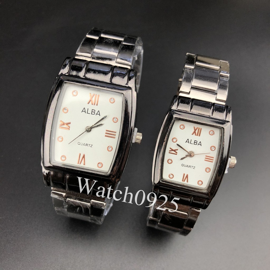 ✅COD JAM TANGAN COUPLE RANTAI GERIGI IMPORT GROSIR MURAH PASANGAN JAM TANGAN RANTAI SILVER PUTIH C49