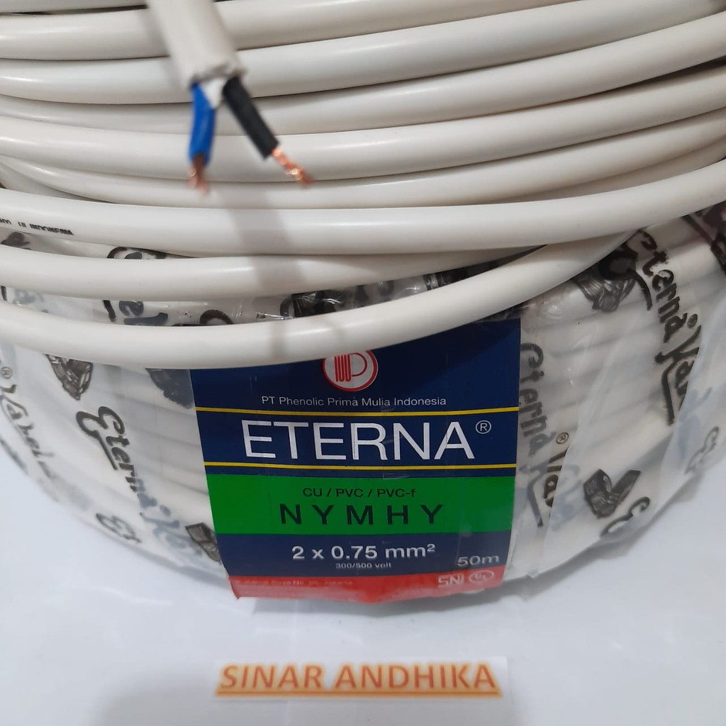 KABEL ETERNA NYMHY 2 X 0.75 MM PERMETER SERABUT TEMBAGA ISI 2