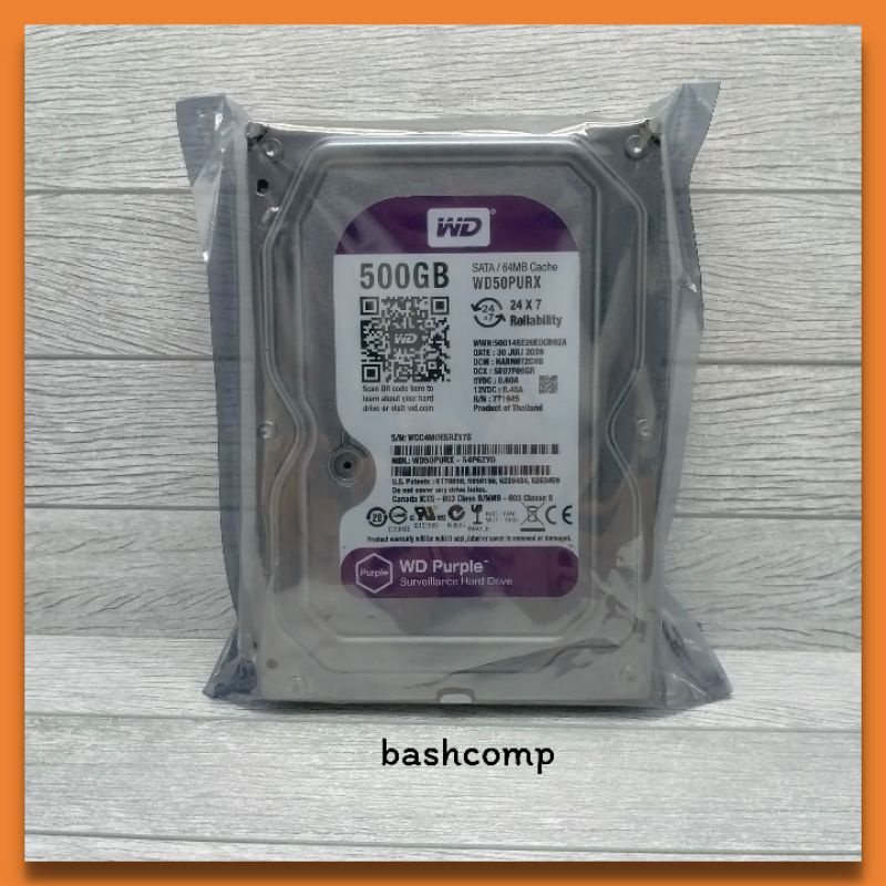 Hardisk Internal 500GB WD Purple Hdd For Cctv DVR Garansi 1 Tahun