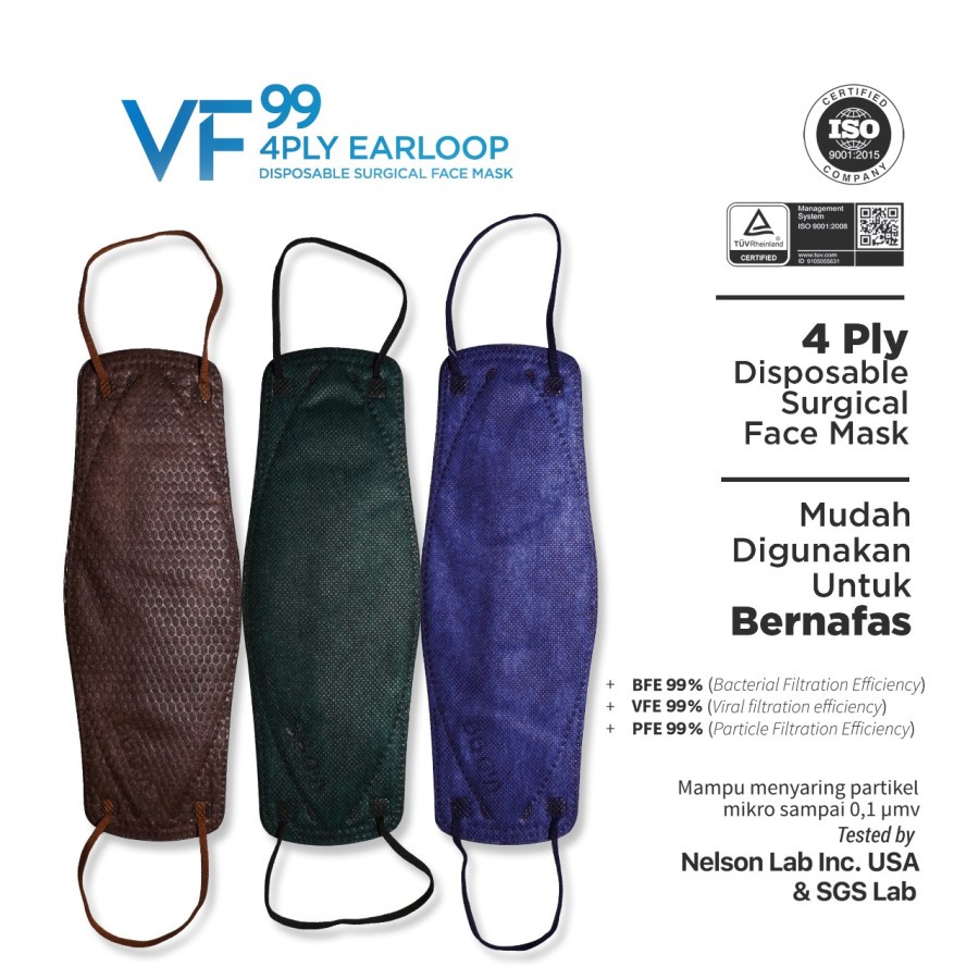 VIO MASKER VF99 4PLY EARLOOP DARK COLOUR ISI 3PCS