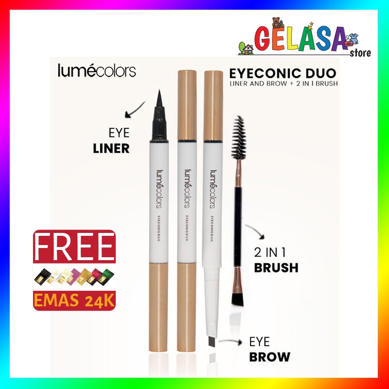 (Free Emas) Lumecolors Eyeconic Duo Liner and brow 2 in 1 with Brush