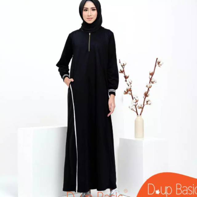 DUPBASIC GAMIS KAOS GEMMA - Gamis Hitam Polos Syari