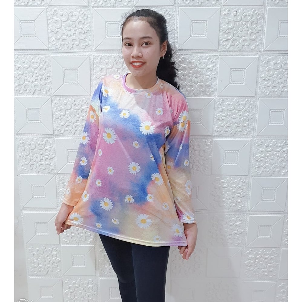 Kaos Oversize Tie Dye / Daisy Cotton Candy Lengan Panjang Fit XL