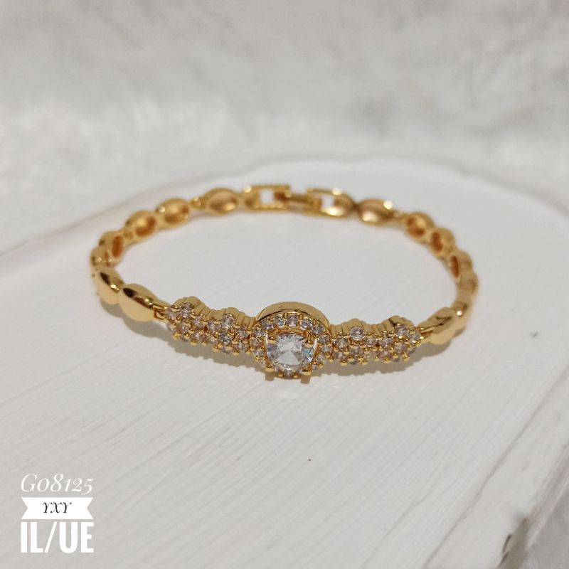 Gelang Yaxiya Zircon Mewah Warna Gold G08125