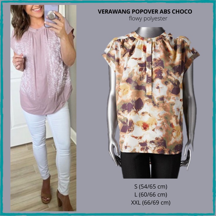 Blouse Wanita Murah Vera Wang Popover Top Choco/White