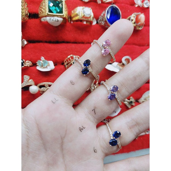 Cincin Permata Merah Delima Replika Emas Berlian Super Awet