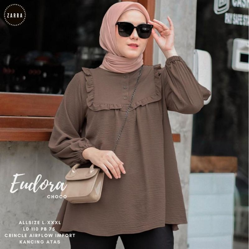 EUDORA BLOUSE BAHAN CRINKLE JUMBO SIZE BUSUI KANCING ATAS