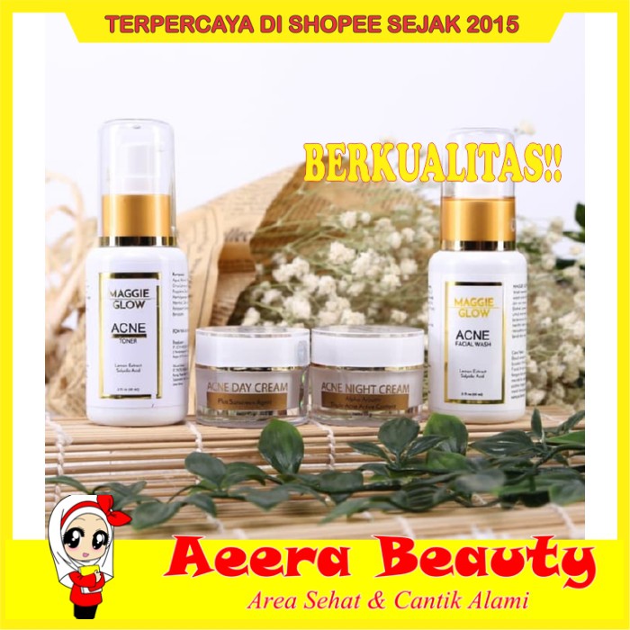 GRATIS ONGKIR MAGGIE GLOW ACNE 4IN1 FORMULA (DAY NIGHT TONER FACIAL WASH) BPOM AK0301