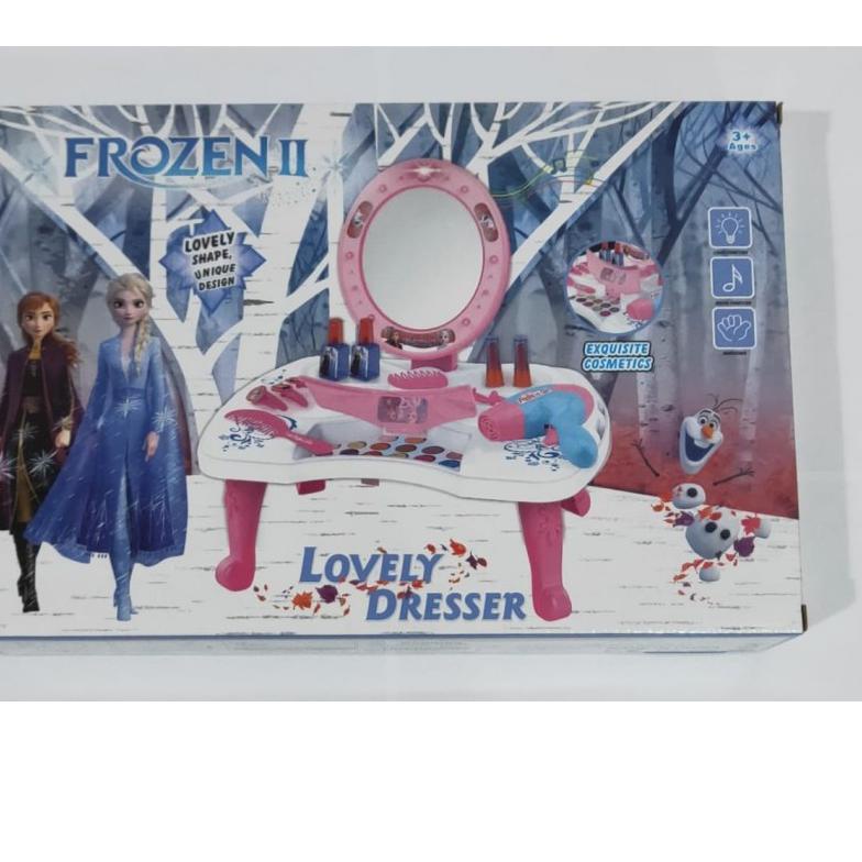 ☼ Mainan Dandan Koper Lipat Dresser Table Toys Meja Rias Make Up Frozen Mainan Anak ☟