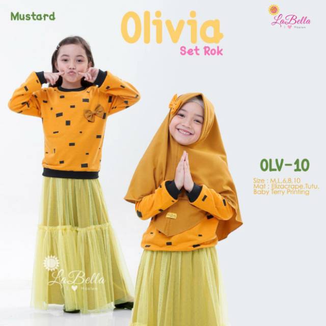 OLIVIA SET ROK MUSTARD TUTU KUNING LABELLA SIZE 3-7 TAHUN