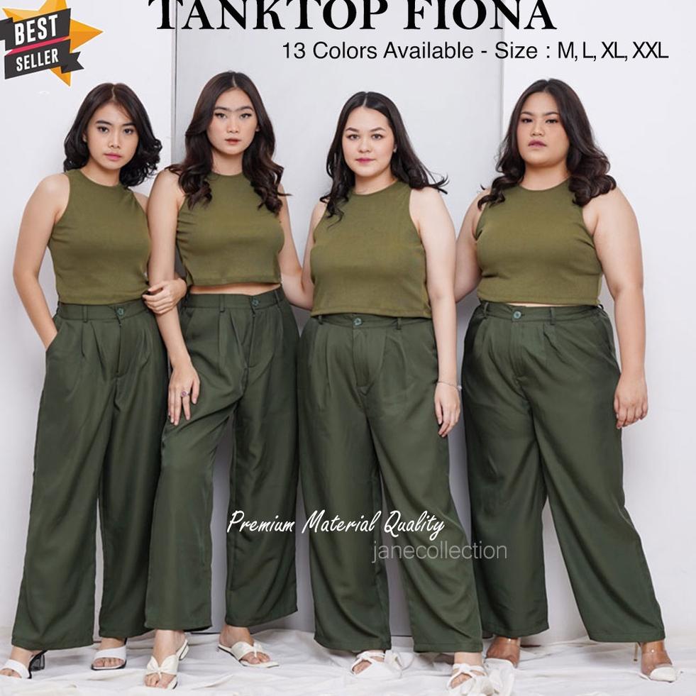 Menarik.. JANE COLLECTION || Tank Top Polos Inner Blazer Wanita Bahu Lebar O Neck Rib Camisole Tengt
