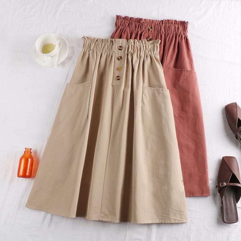 [UNI 029] ROK PANJANG | ROK KOREA | FASHION SKIRT KOREA | ROK SUEDE KANCING | ROK PREMIUM