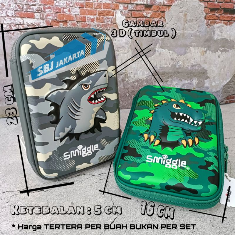 Kotak Pensil Smiggle Hardcase kapasitas besar / Tempat Pensil Smiggle hardcase 3D EVA waterproof TREX SHARK SOCCER PANDA DAN ANEKA MOTIF TERBARU