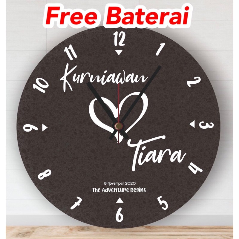 JAM DINDING KAYU CUSTOM NAMA