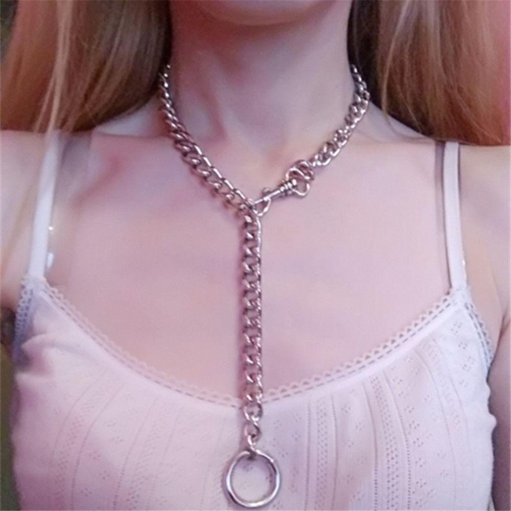 Kalung Choker Bulat Handmade Keren Bahan Rantai Metal Untuk Wanita