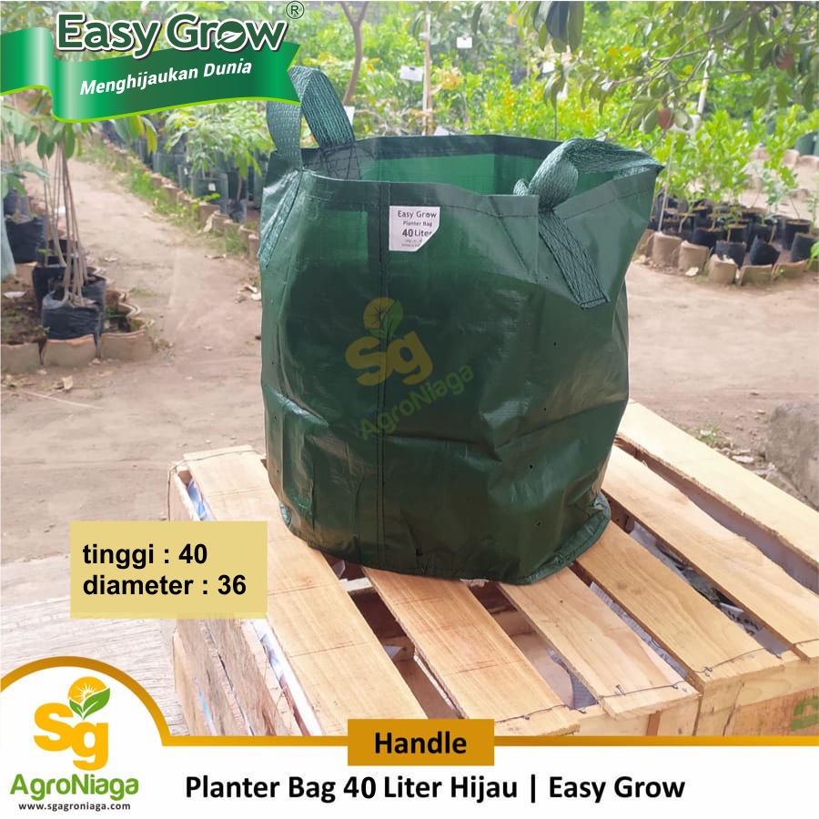 Planter Bag 40 Liter Handle Hijau Easy Grow