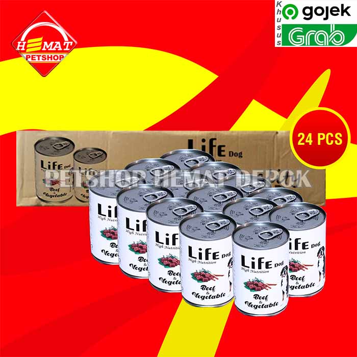 Gosend Life Dog Makanan Anjing Wet Food Kaleng Dus Isi 24 PCS 375 GR