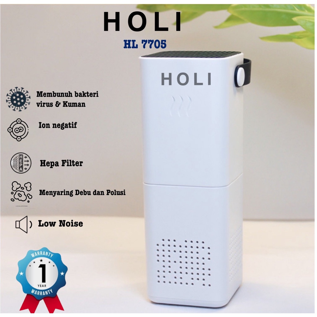 HOLI HL-7705 Portable Air Purifier Mini HEPA Filter Ion Negatif Anion