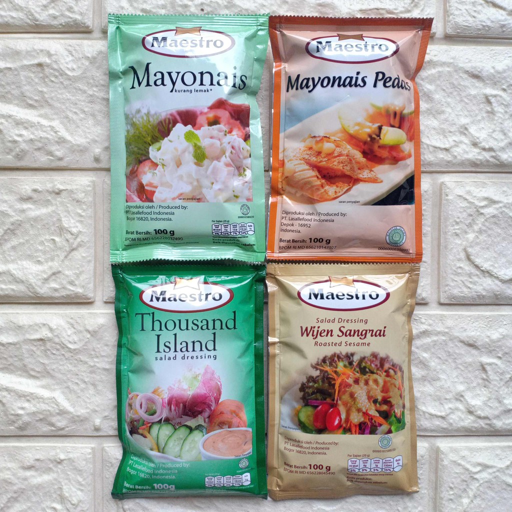 

Maestro Sachet 100gr Mayonais Pedas Thousand Island Wijen Sangrai Salad Dressing mayones mayonaise