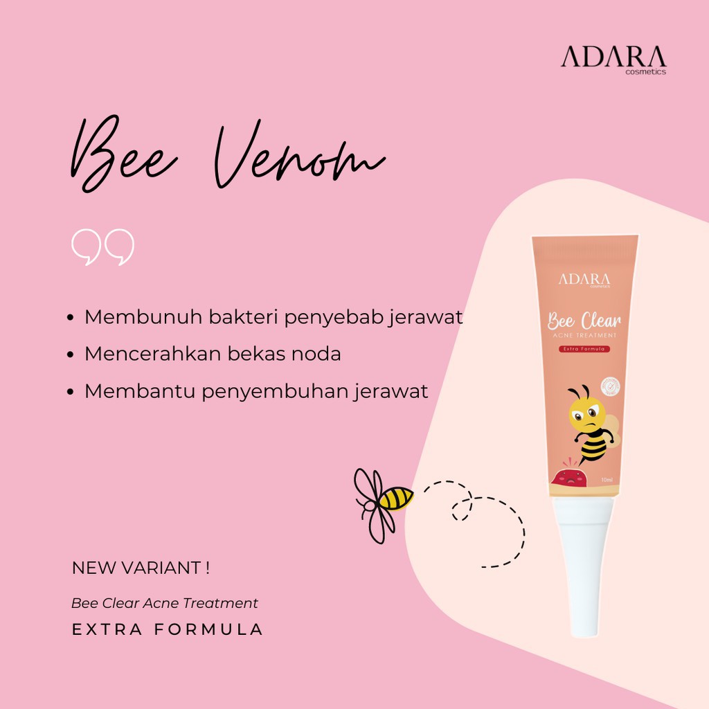 [ FREE GIFT ] ADARA Bee Clear Acne Reguler &amp; Extra Formula | Acne Concentrate Serum | P.M.S Enzyme Facial Wash | P.M.S Clarifying Toner 100ml