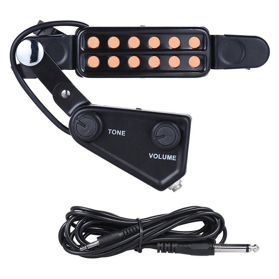 TaffSTUDIO Pickup Gitar Akustik 12 Hole Microphone dengan Tone Volume Control