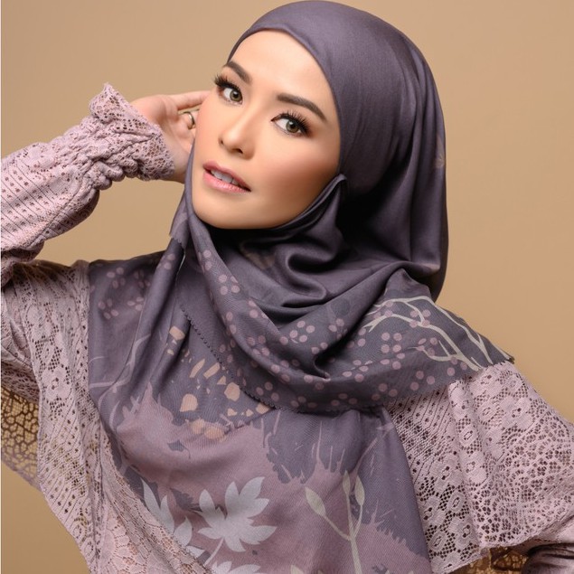 Kianan Hijab MY Series Bahan Voal Floral Coffee