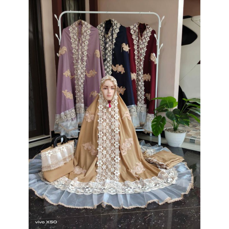 Mukena Set Renda Bordir Mutia Mukena Bordir Jumbo premium