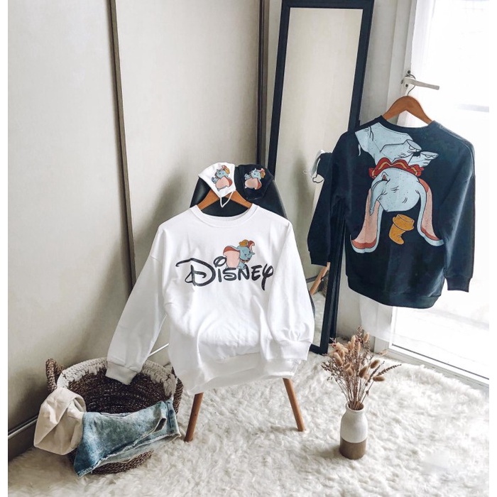(BISA COD) Closetlovers Zara disney dumbo flying dumbo sweater + FREE MASKER - Putih