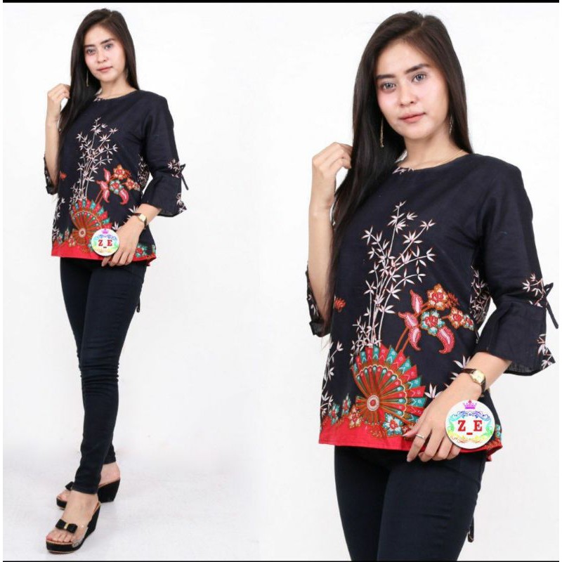 PROMO BATIK COUPLE KELUARGA SARIMBIT sania ruffle batik ori ndoro jowi motif KIPAS-BLOUSE
