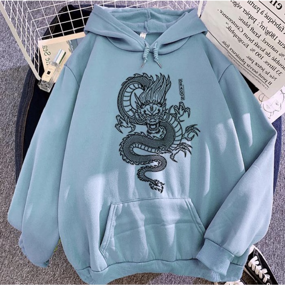 Sweater Hoodie Anime Dragon II Dragon Jumper Hoodie II Sweter Oblong Topi Sz M - XL ( Pria &amp; Wanita / Anak &amp; Dewasa )