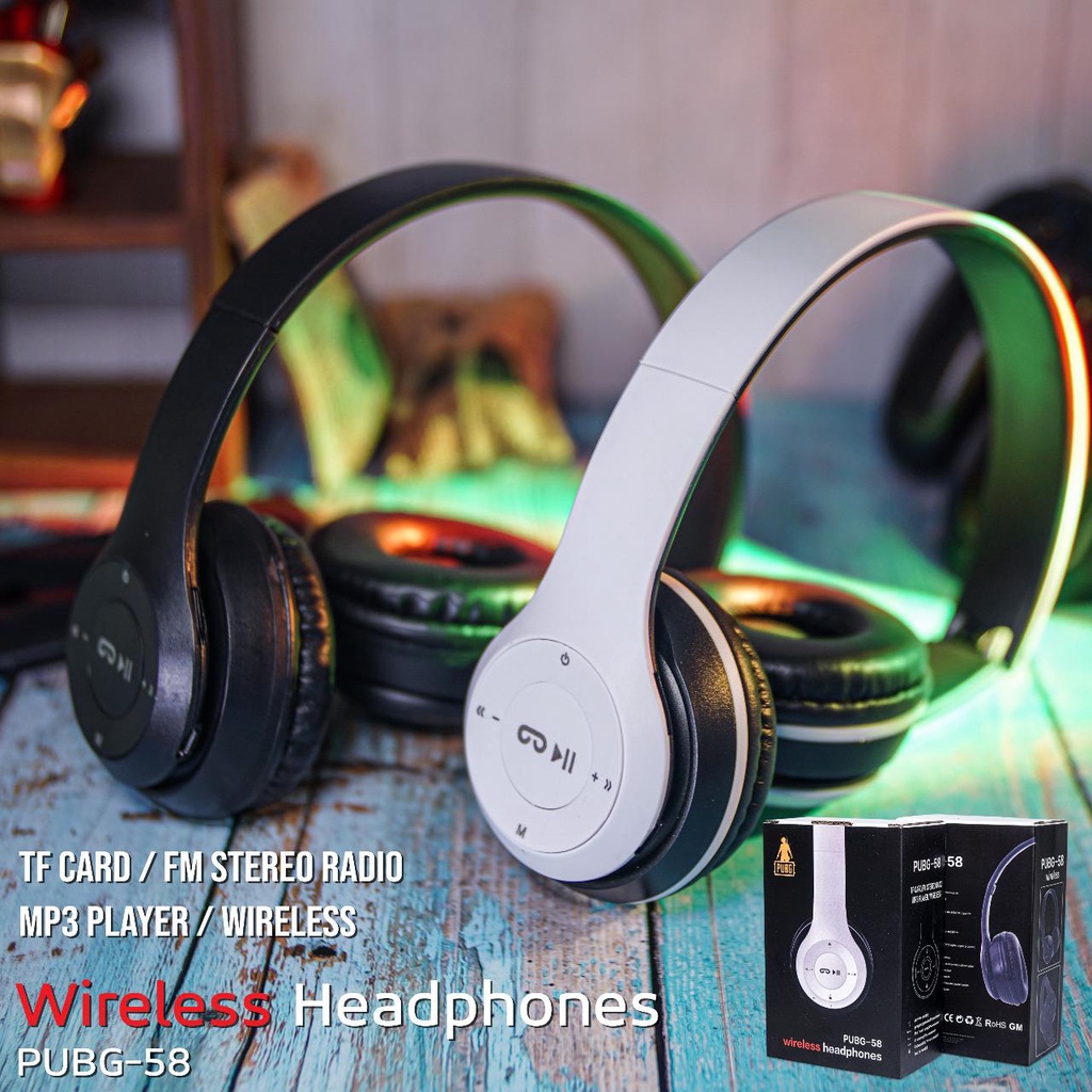 HEADPHONE BLUETOOTH PUBG -58 Wireless HEADPHONE HEADSET PUBG suara jernih dan EKSTRA Bass