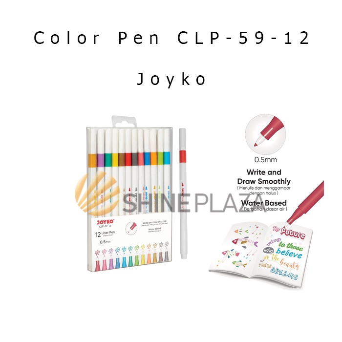 

Pulpen Color Pen Liner Joyko CLP-59-12 Warna - Bolpen Pena Warna Joyko