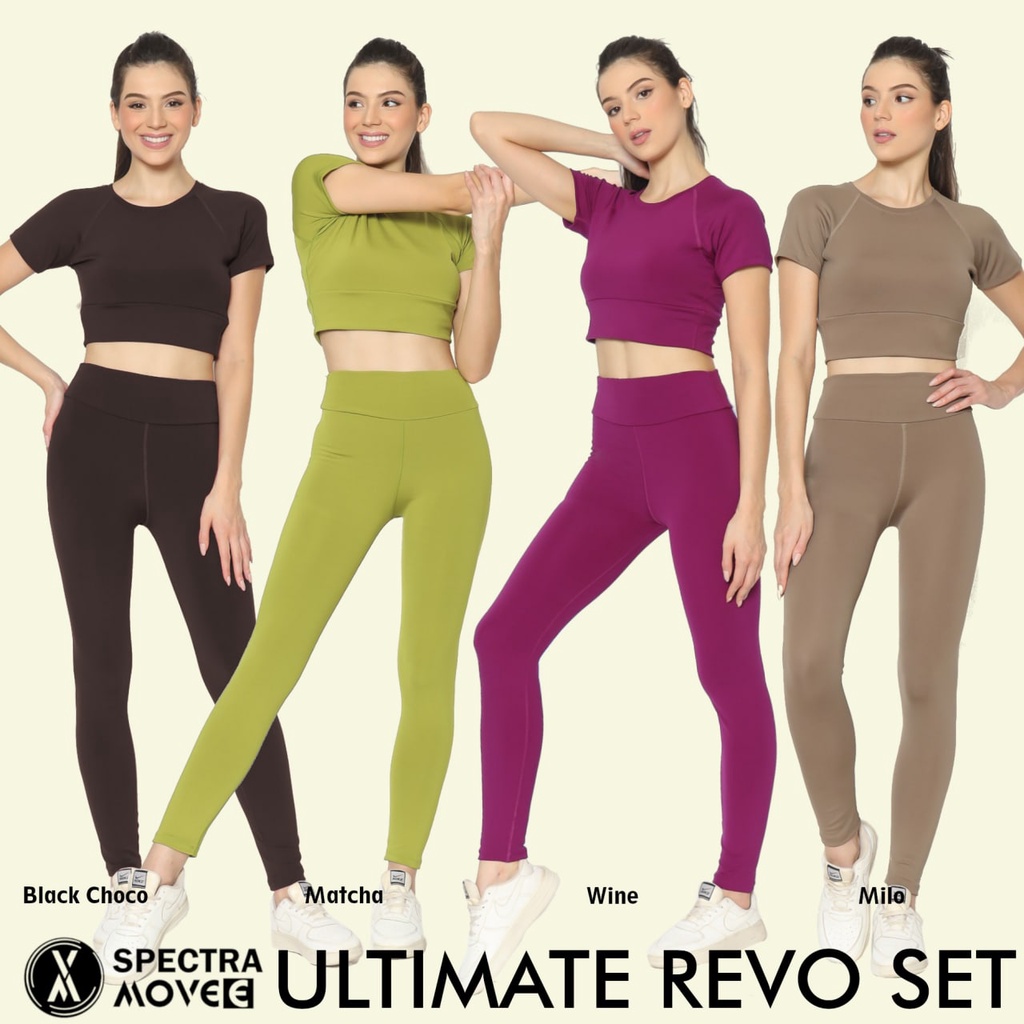 Setelan senam merah REVO SET baju senam merah kaos olahraga merah celana olahraga wanita legging mer