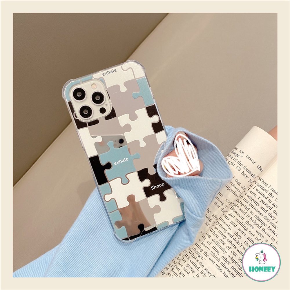 Soft Case TPU Desain Puzzle Cermin Makeup Warna Kontras Untuk IPhone 14 13 12 11 Pro Max X XS XR 8 7 Plus