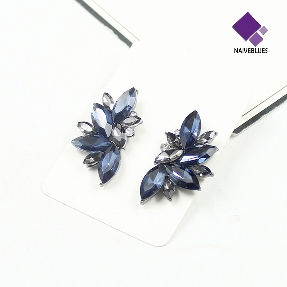 1 Pasang Anting Stud Dangle Berlian Imitasi Untuk Wanita