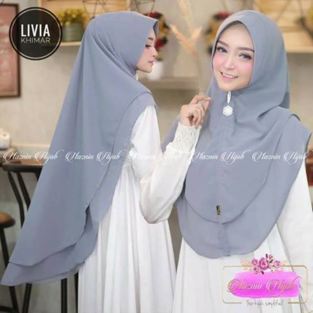 SALE Hijab Khimar livia alifa 2 layer oval / Jilbab 2 layer-7