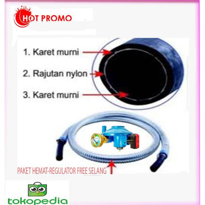 PROMO PAKET HEMAT SELANG DAN Regulator PD - blue gaz Indikator Gas