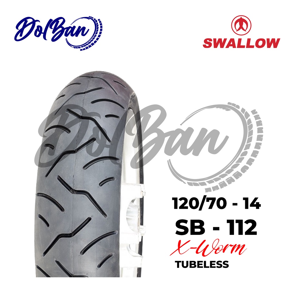 BAN LUAR MOTOR SWALLOW 120/70-14 RING 14 SB-112 X-WORM TUBELESS