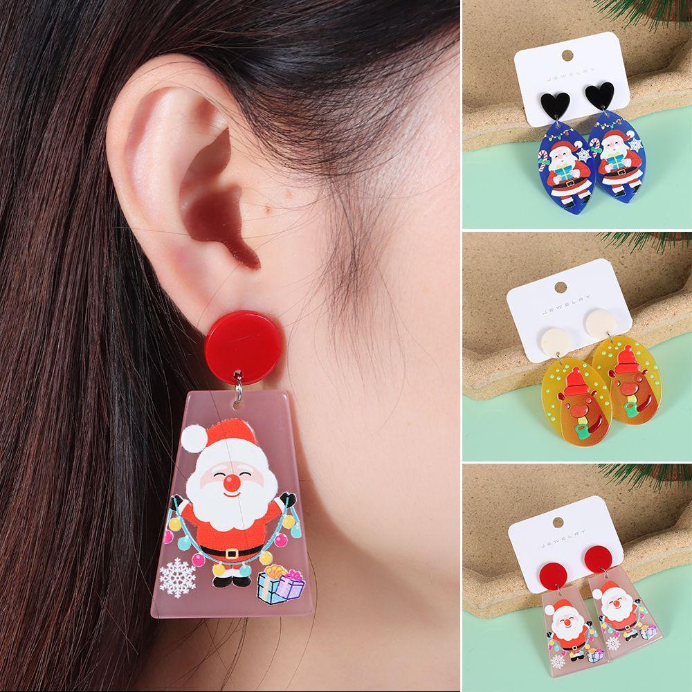 Lily Anting Natal Kreatif Wanita Aksesoris Lonceng Snowflake Snowman Akrilik