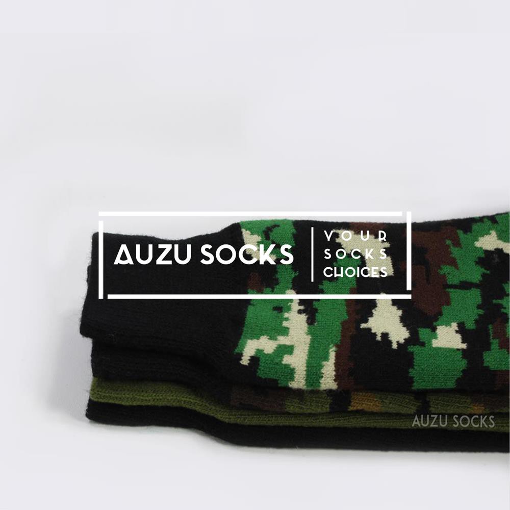 Kaos kaki tebal outdoor PDL tentara polisi militer hiking harpist - Hitam hijau kamuflase / loreng-3