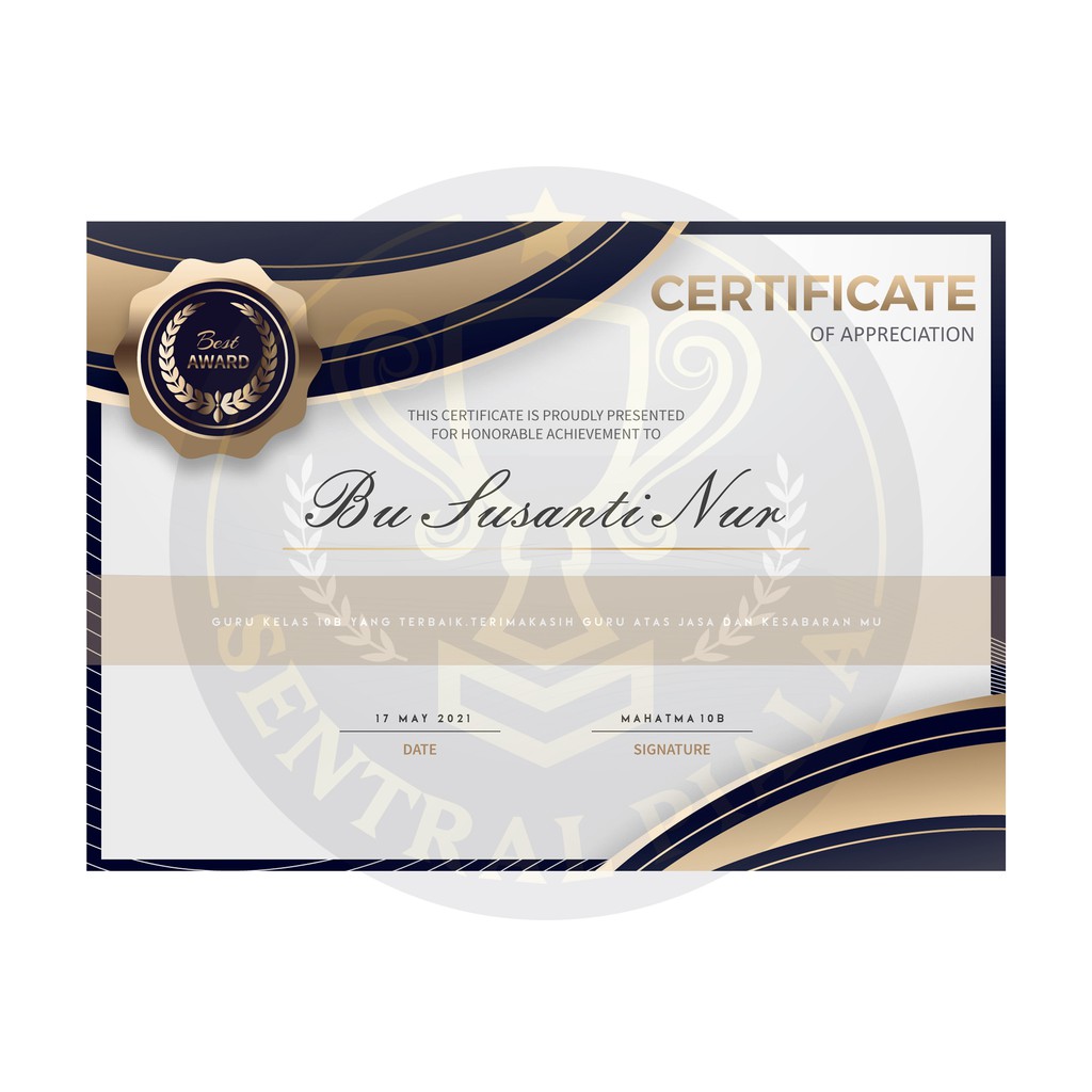 

Kado Hari Guru or Teachers Day Certificate