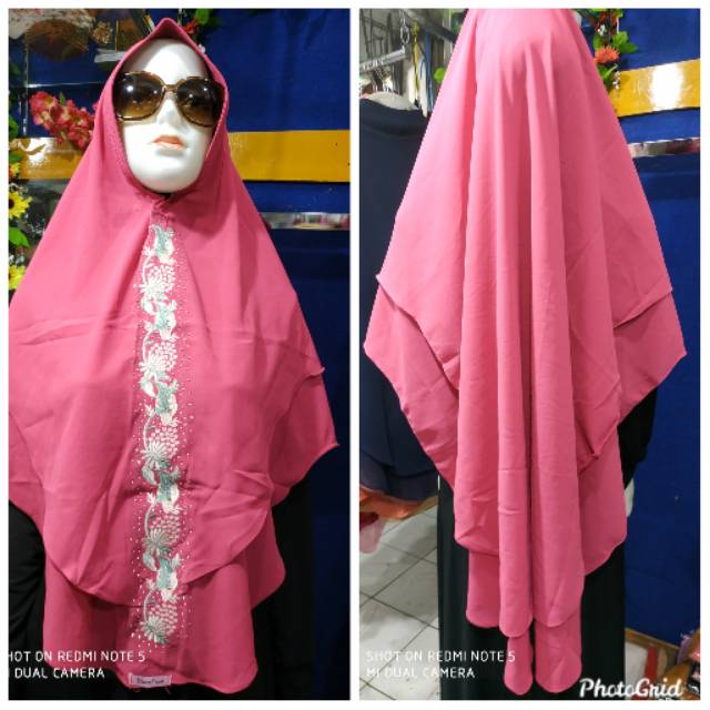 Khimar jilbab syari bordir depan