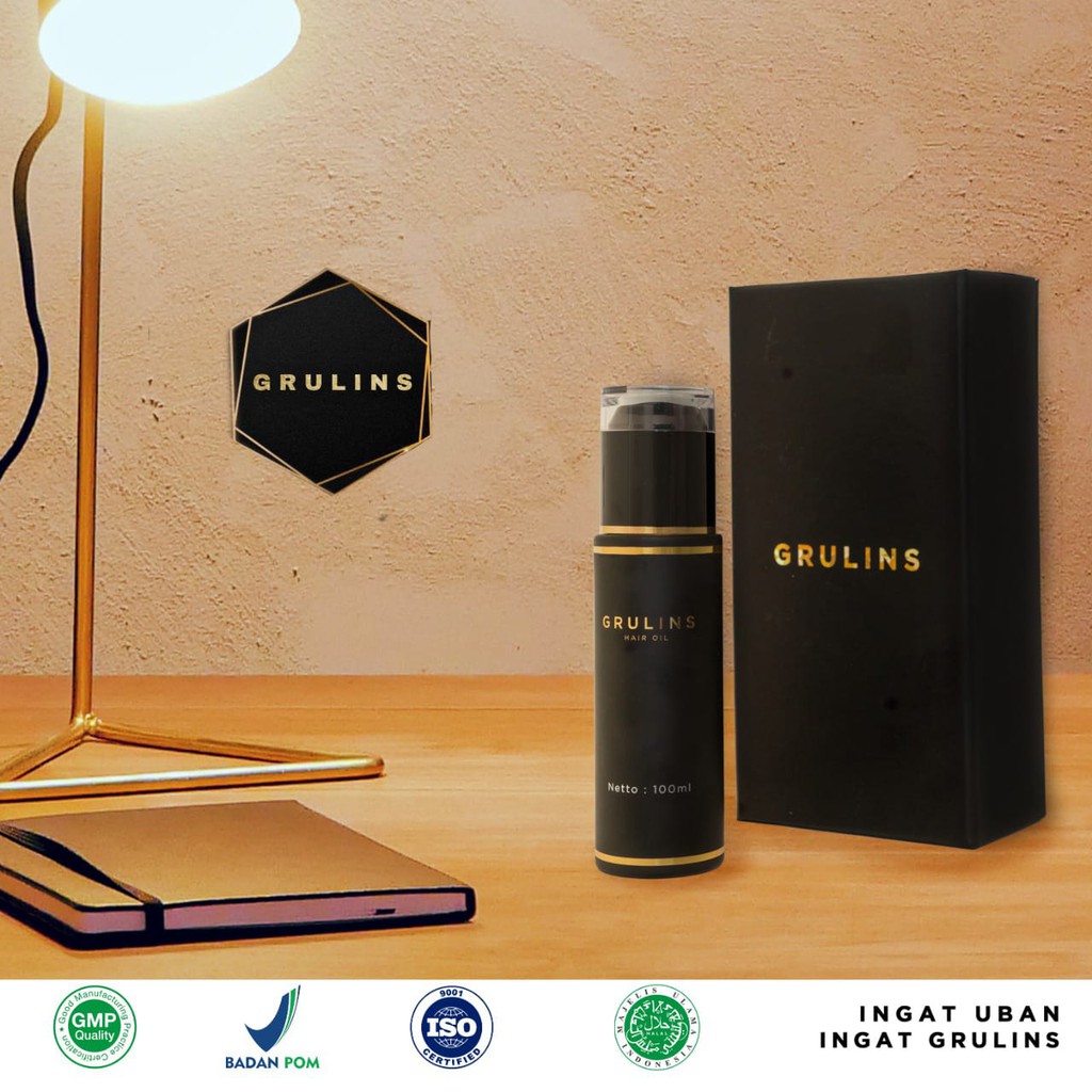 Pomade Hair Oil Penghitam Uban Grulins BPOM dan Halal MUI