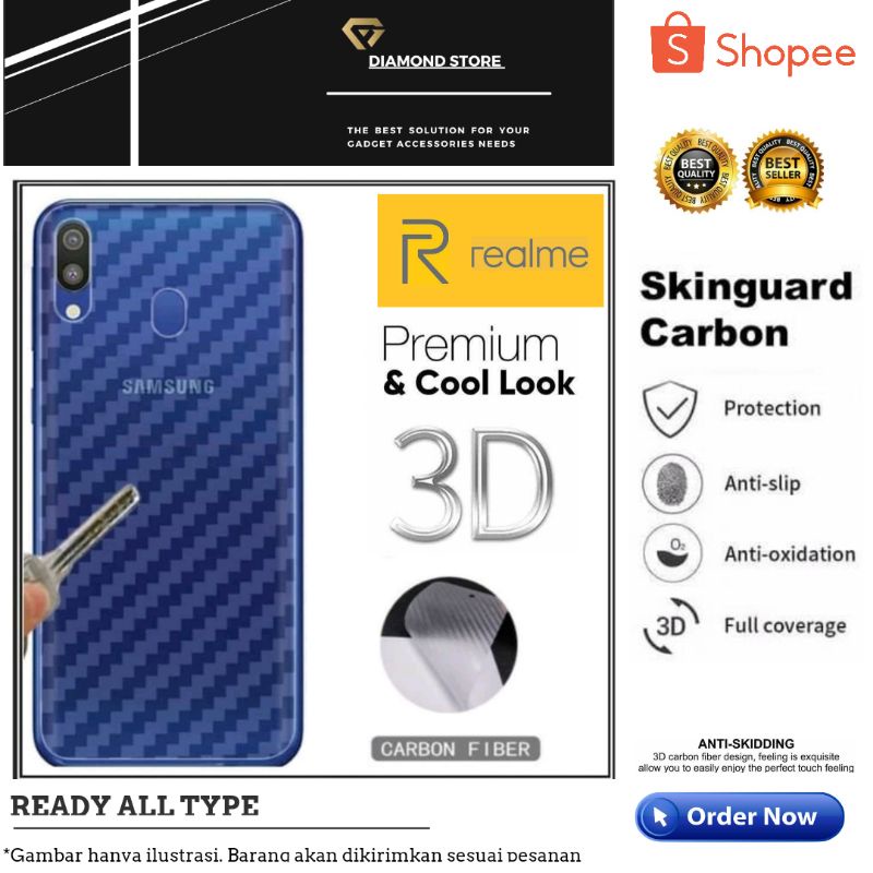 REALME SKIN CARBON GUARD SKIN GARSKIN ANTI GORES BELAKANG SKIN CARBON REALME 5 5i 6 pro 7 7i 7 PRO 8 8 9 PRO+ 8 5G REALME GT2 GT 2 C2 C3 C11 C12 C15 C17 C20 C21 C21Y C25 C25S C35 NARZO 50A PRIME c33 10 C55 C53