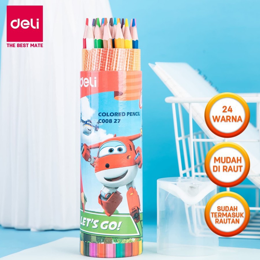 

Pensil Warna DELI EC00827 24 Warna Super Wings Bonus Serutan