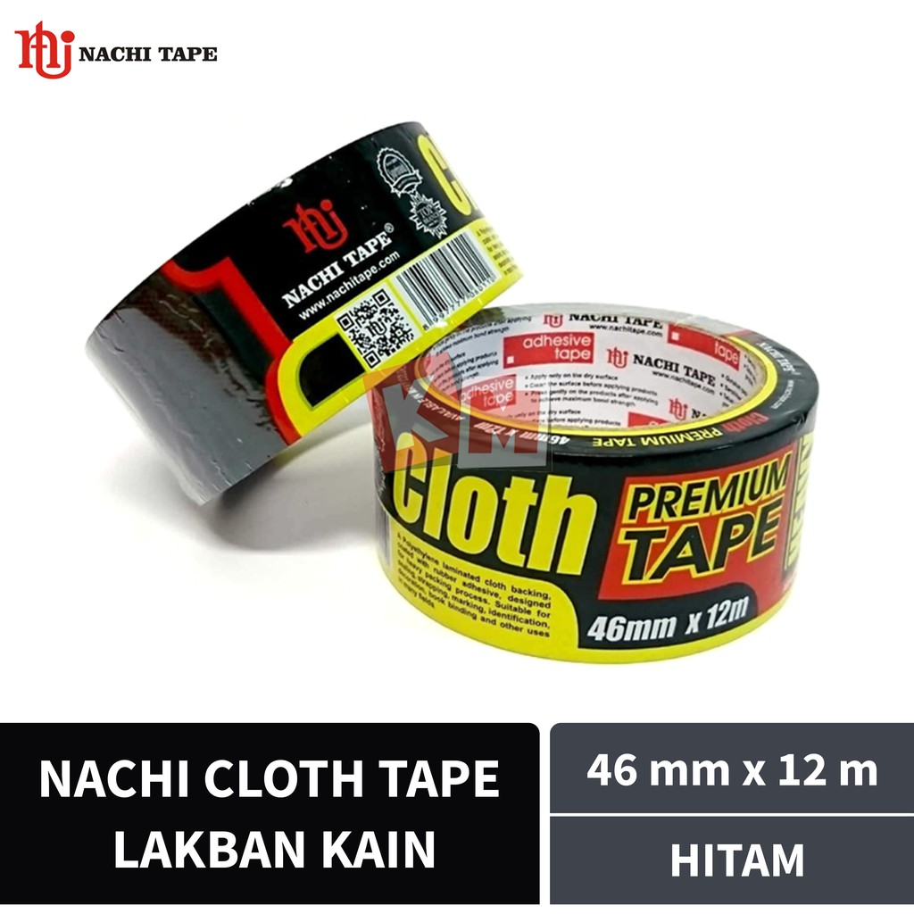 Lakban Kain Hitam Nachi Cloth Tape 46 mm / 2 Inch x 12 meter / 46mm