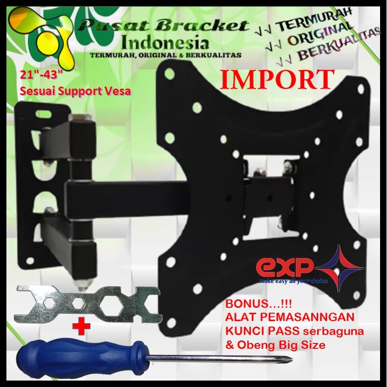 Bracket TV SONY 14 s/d 43 inch 6 ARAH FULL BESI SUPER KOKOH GARANSI 100% ORI